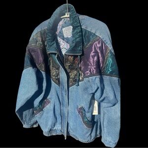 Y2K NWT Womens SZ L Denim Relaxed Fit Jacket CottageCore Cold Weather Layering